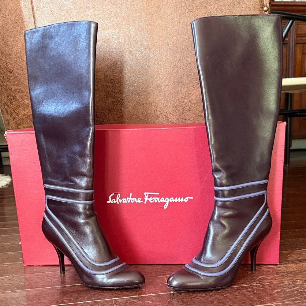 Salvatore Ferragamo Women's Burgundy Knee-High Boots